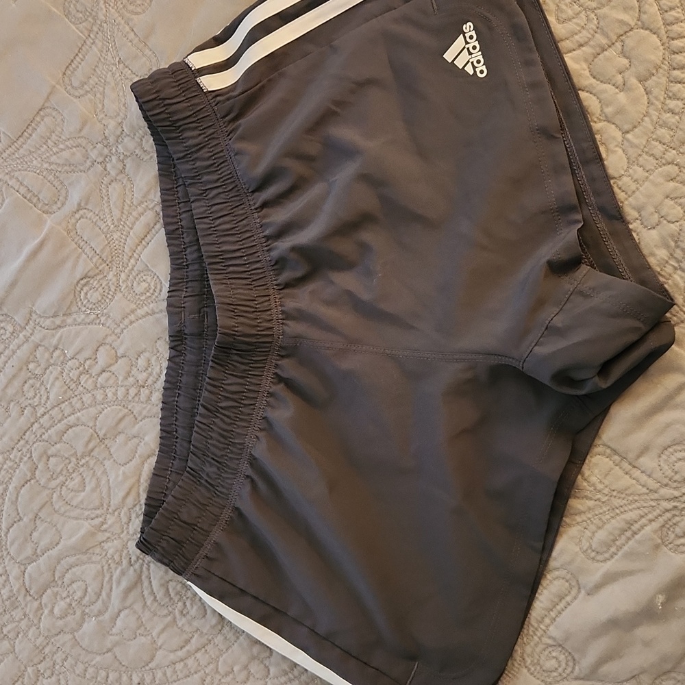 Adidas Charcoal Shorts with White Stripes